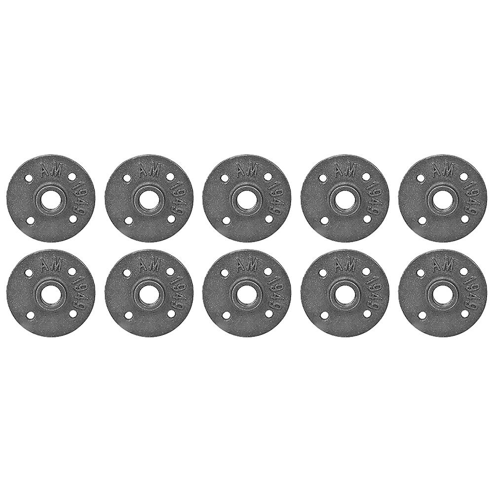 10PCS DN15 4-Holes Wall Flange Cast Iron Threaded Flange Base Fittings Hardware Tool
