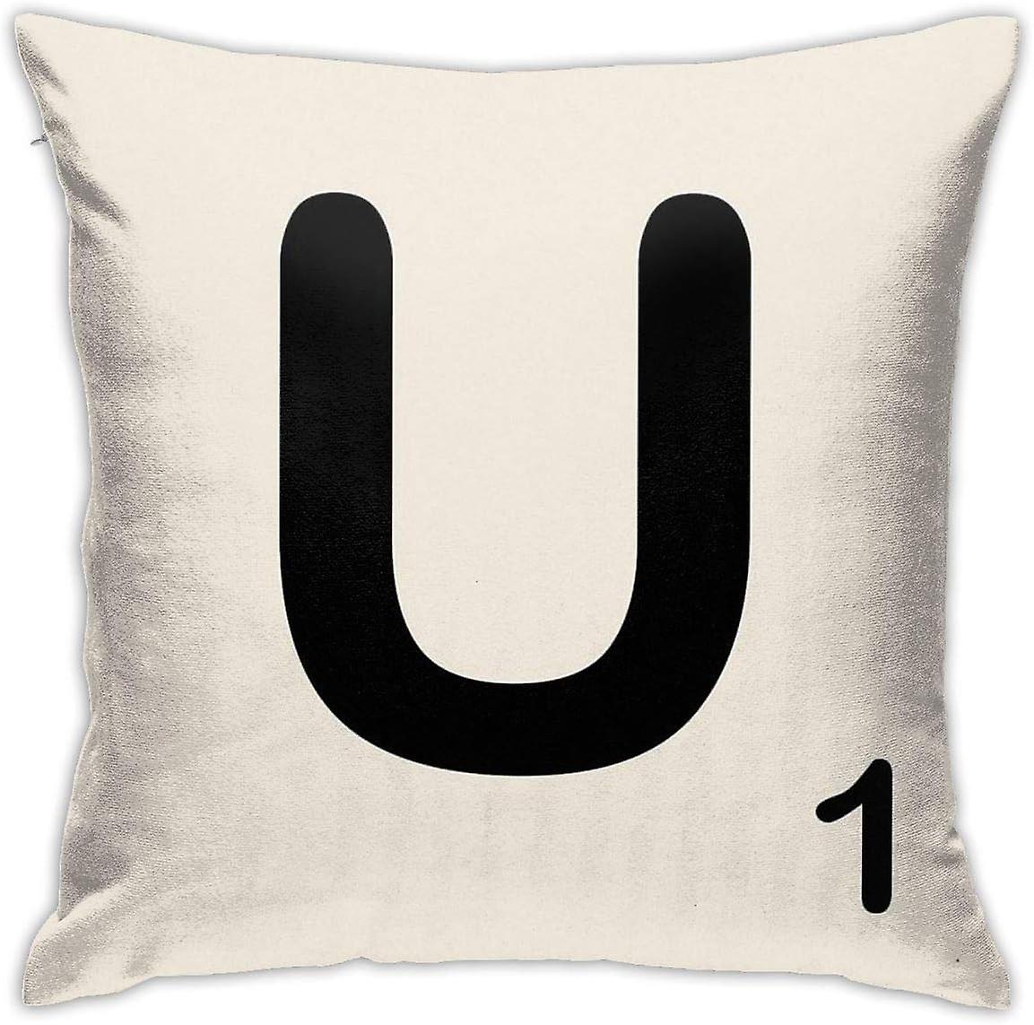 スクラブルタイルU枕カバーホーム装飾スロー枕カバーベッドソファソファクッションスクエア枕カバー18x18インチ
