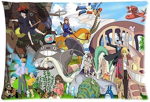 Generic Studio Ghibli Character Theme Custom Zippered Pillowcase Cover Pillow Cases Standard Size 40x60cm (Twin sides) AB-5813