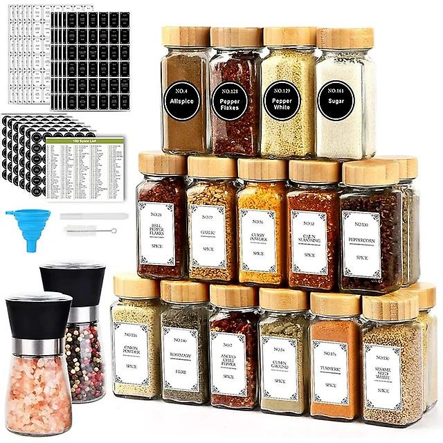 Spice Jars,Spice Jars with Label 24Pcs,Seasoning Containers,Glass Spice Jars 4oz