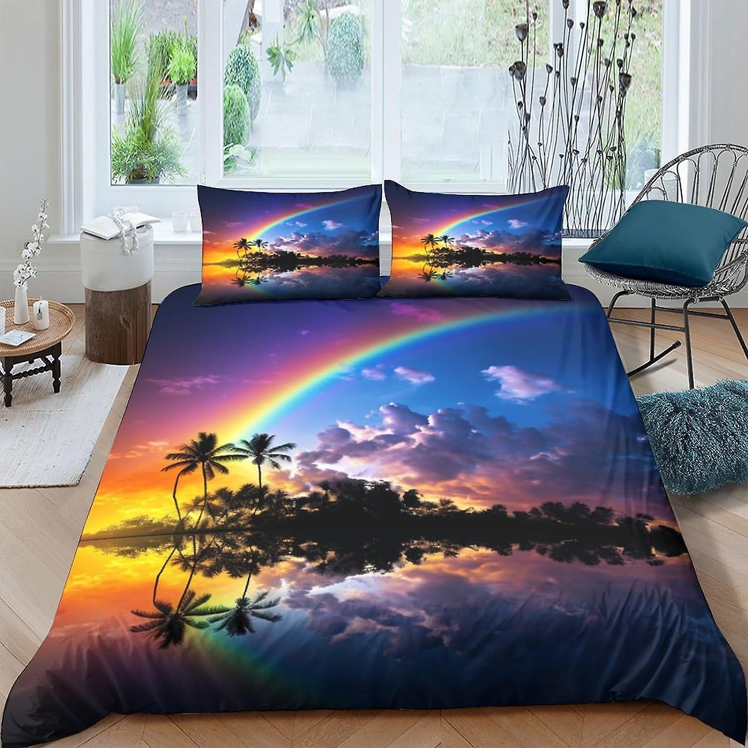 VCLUST Rainbow Påslakan Sängkläder, 3-delat Set Påslakan Lättskött, Konstnärligt Landskap Täcke Örngott med dragkedja Mjuk mikrofiber