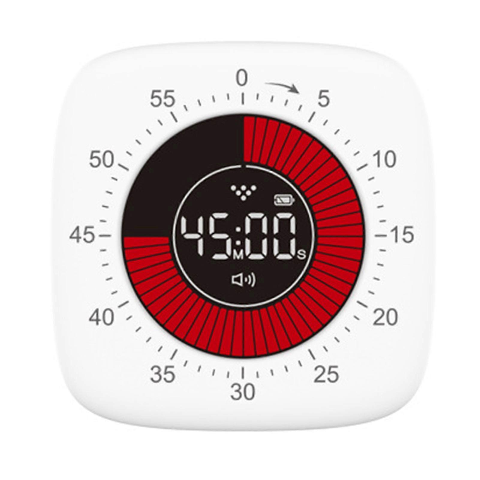 Digital Visual Timer Rechargeable 60 Minute Countdown Kids Study Desk Silent Clock White