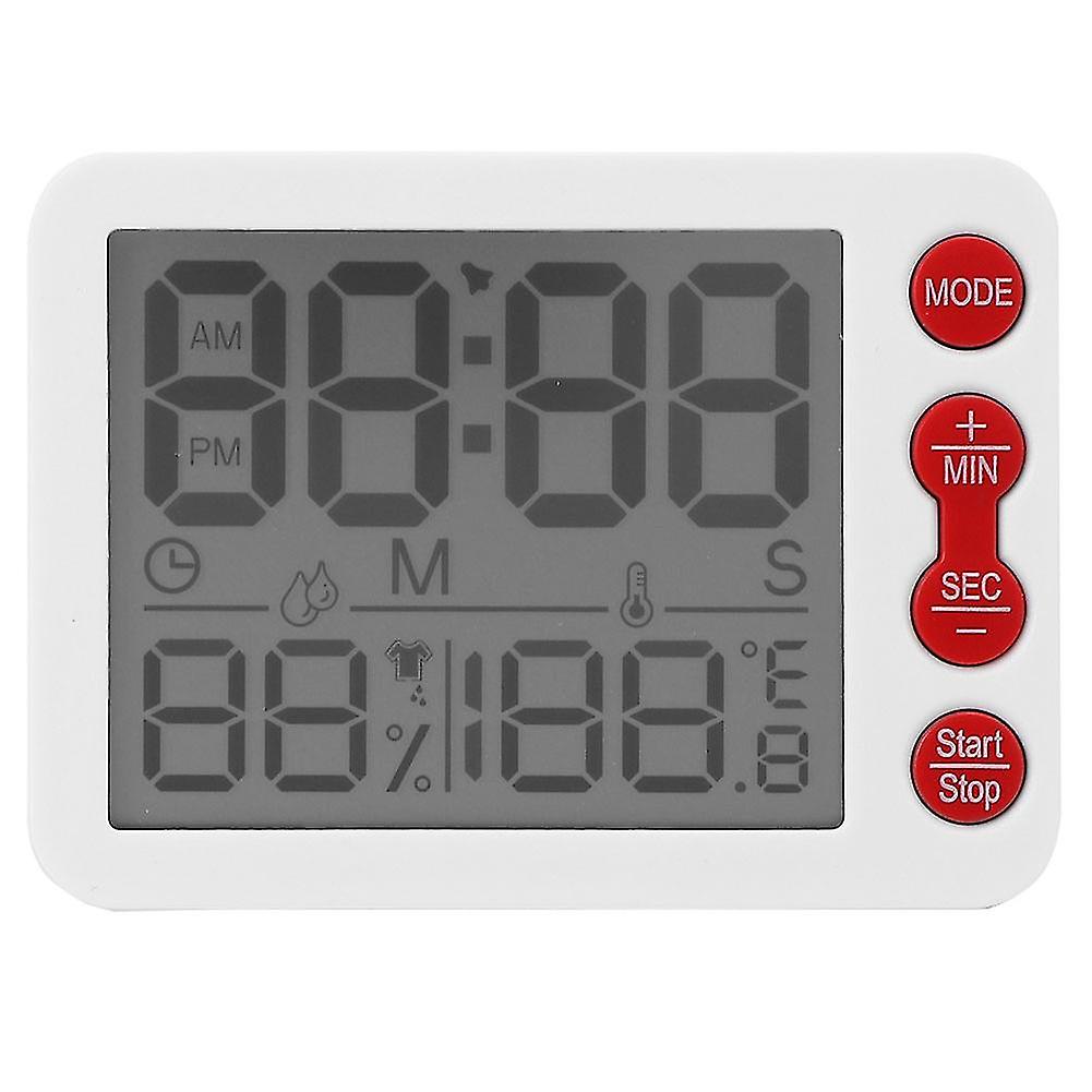 Multifunctional Indoor  Clock - TS9606, White Shell with Red Key