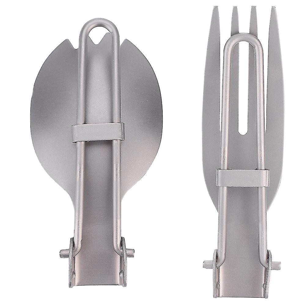 Portable Folding Titanium Spork Fork Outdoor Camping Cutlery Travel Tableware(Fork   Spoon)