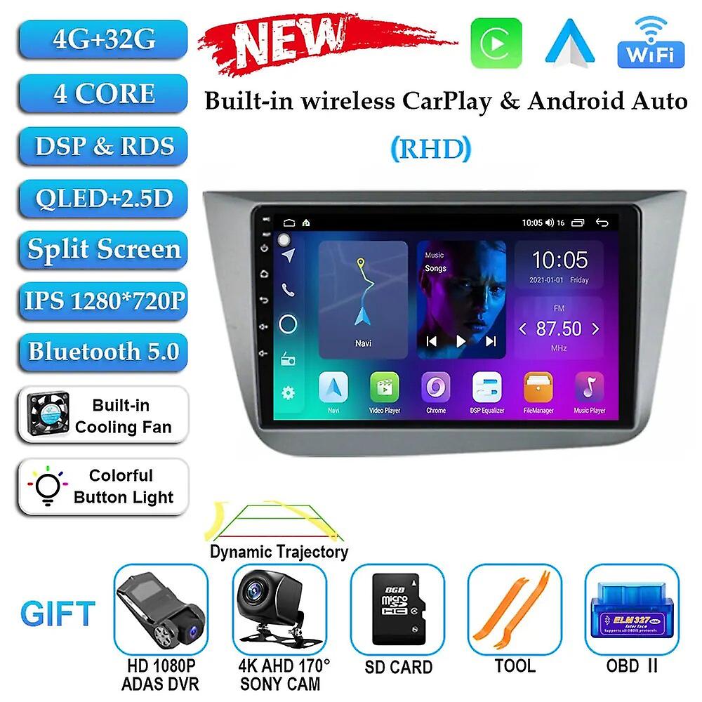 Android 13 Pour Seat Leon 2 Mk2 2005-2012 4g Lte Autoradio Gps Navigation Multimédia Lecteur Vidéo Avec Carplay Auto Wifi Rds Dvd