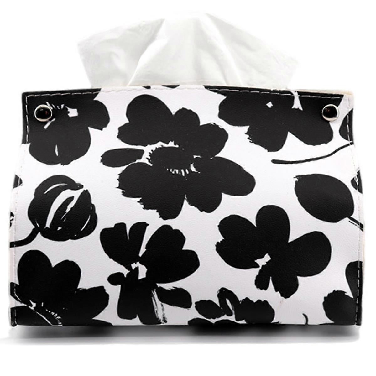 Taschentuchbox-Abdeckung, Blumenmalerei, PU-Leder, rechteckig, Badezimmerzubehör, Taschentuchbox-Halter