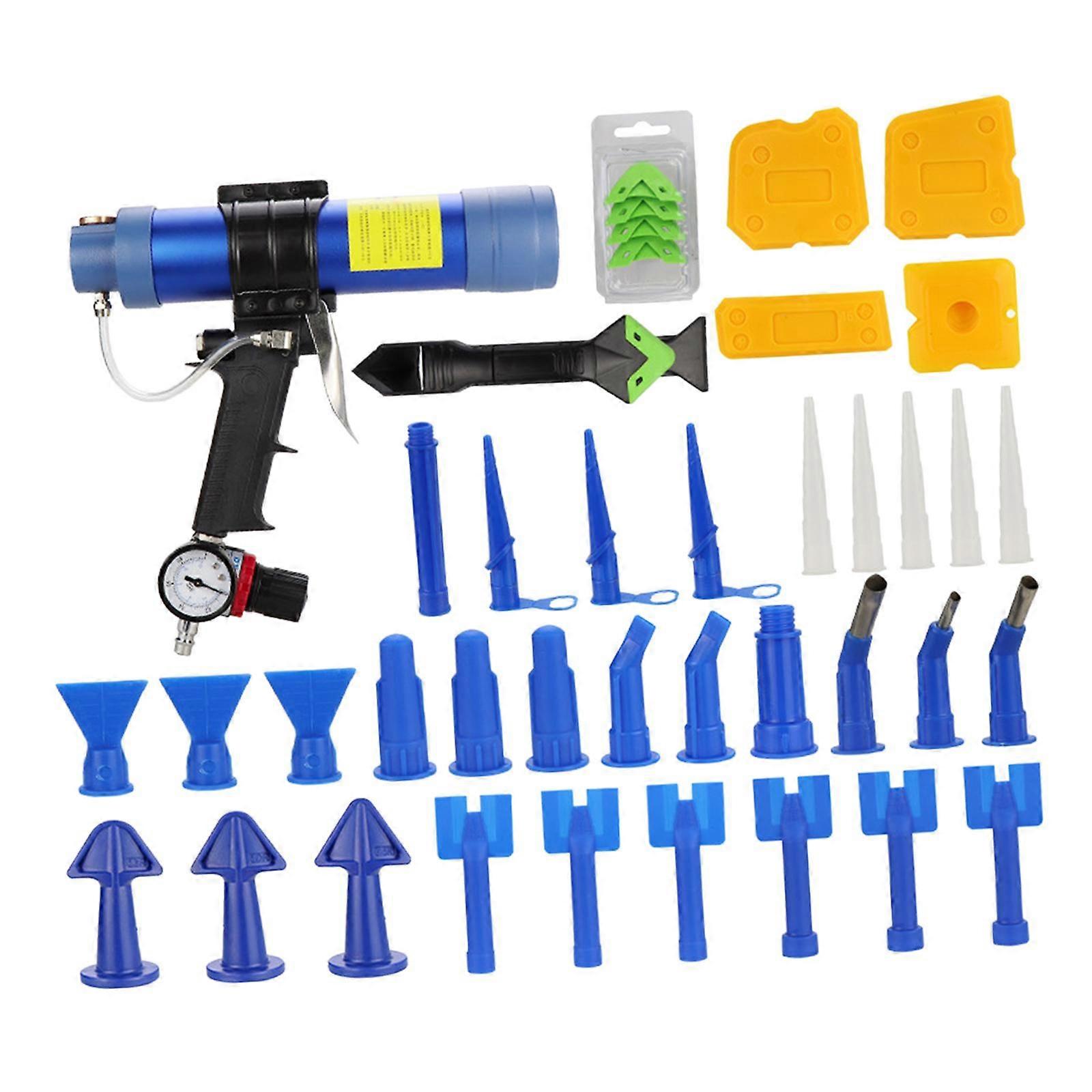 Pneumatic Glass Glue Applicator Tools Set with Gauge Caulking Finisher Tools