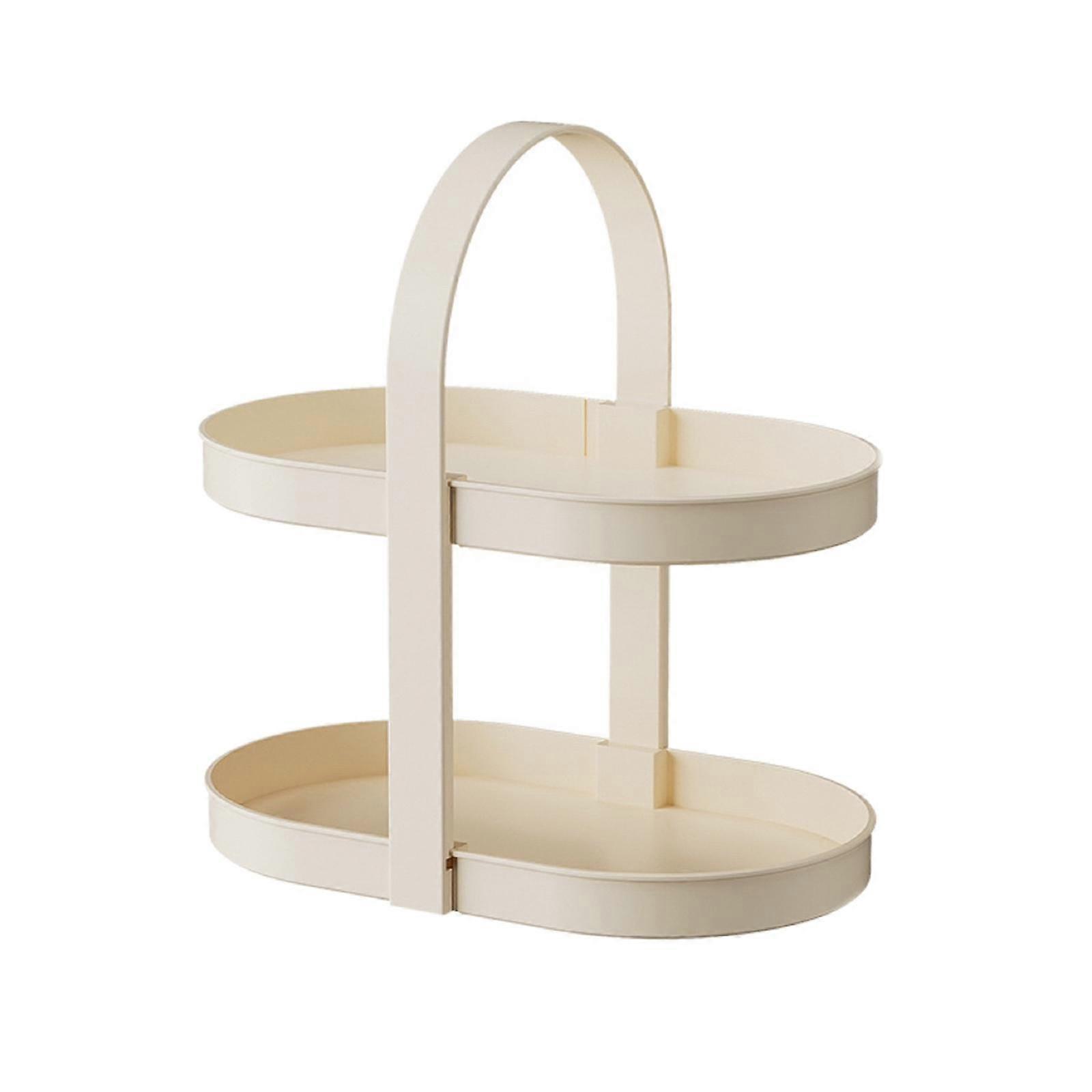 Vanity Organizer Shelf Multipurpose Storage Tray for Bedroom Desktop Kitchen White Handle