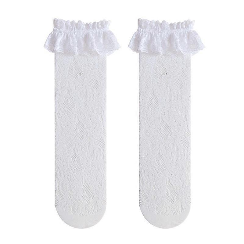 4pcs Women's Ruffle Cuff Lace Anklet Socks,white