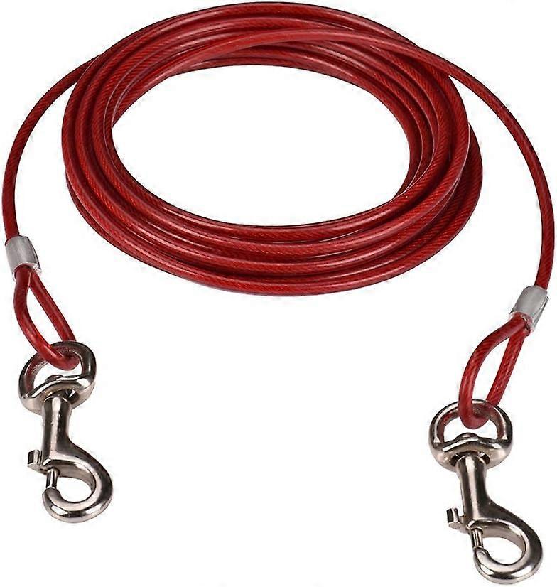 10ft/16ft/33ft - Dog Tether Cable, Dog Tie Cable, Pet Tie Cable, Pet Lead for Small/Medium Size (3m, Red)