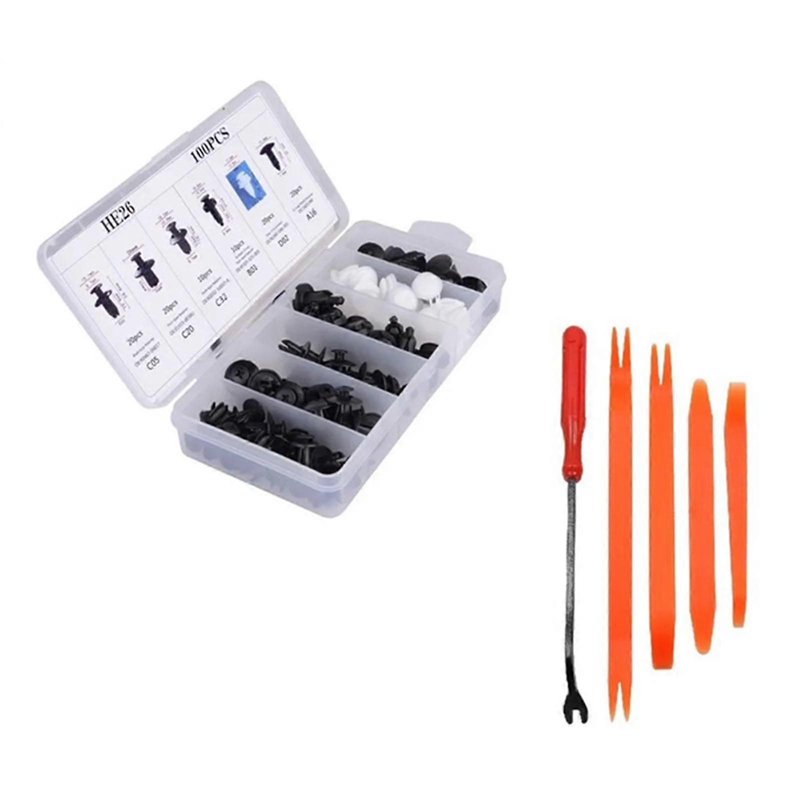 100pcs Car Body Retainer Clips Set Multiple Size Nylon Universal Push Pin Rivets Set for Automobiles