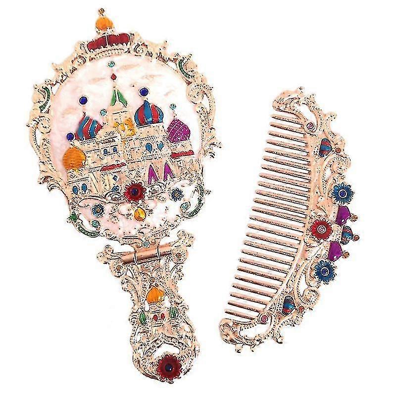 GYFDYM 1セットレトロコスメティックミラービンテージスタイル折りたたみ式ミラーホームレディトラベル|メイクアップミラー