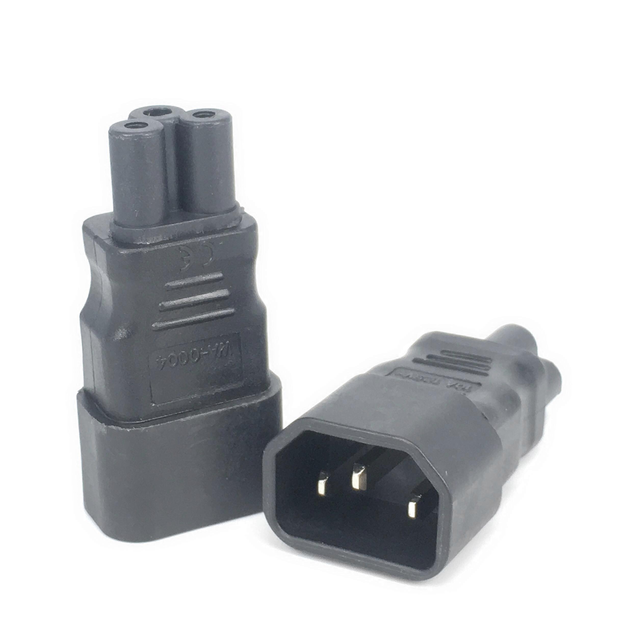 Universal IEC 320 C14 to C5 Power Adapter, C5 to C14 AC Converter, 3 Pin Power Socket, IEC320 C14 Connector