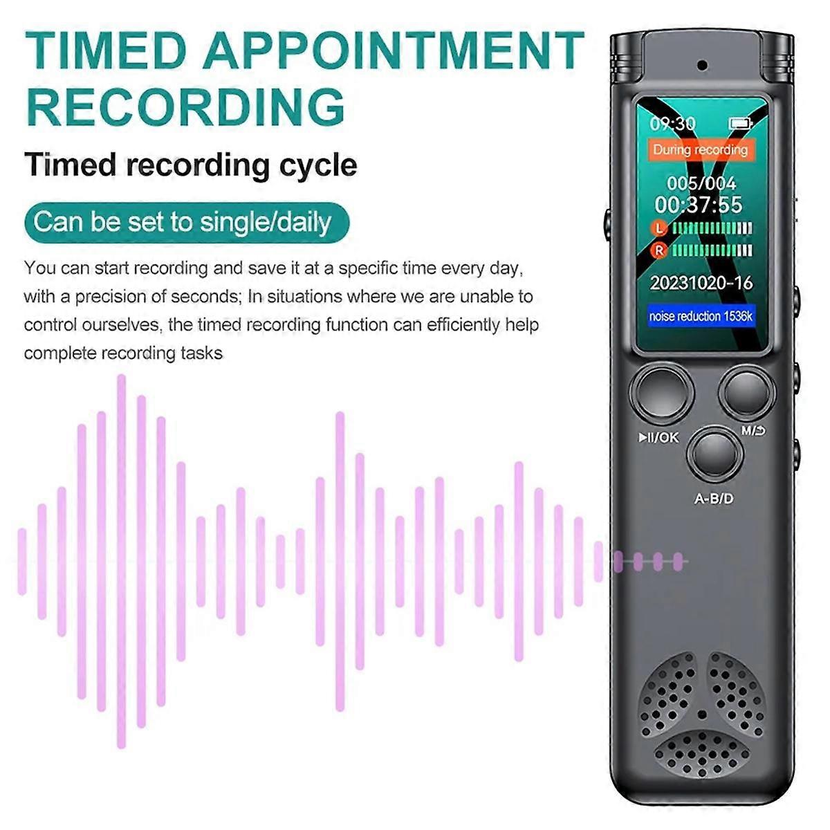 Digital Voice Recorder Dictaphone Audio MP3 Player Sound Recording Device Noise Reduction WAV Record Pen, 64GB