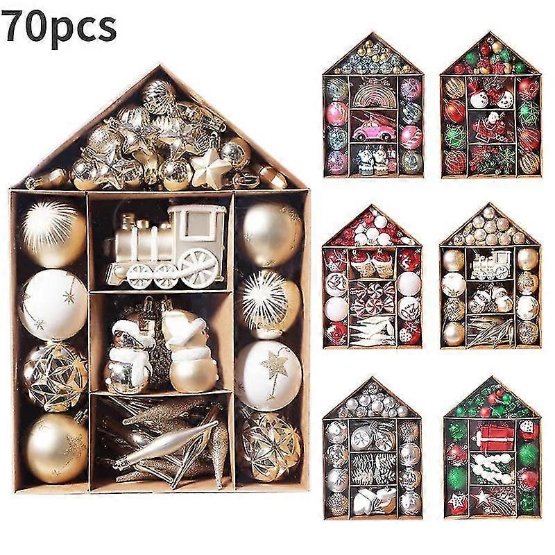 70pcs Christmas Ornaments Boutique Christmas Ball Set Christmas Tree Pendant Home Bedroom New Year Decoration New Year Gift 2023