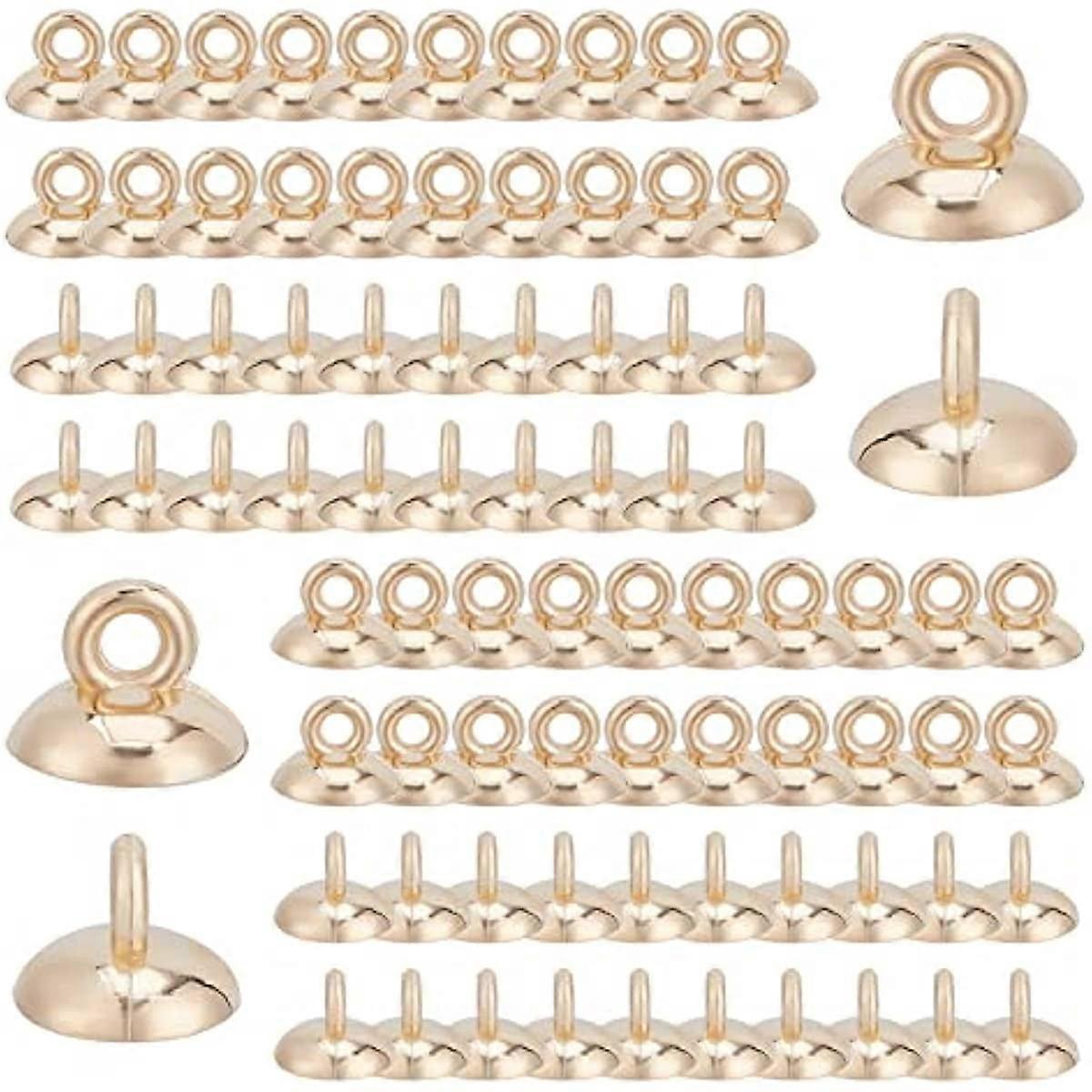 200Pcs Bail Cap Silver Bead Cap 10mm Cover Bead Caps with Loop End Cap Clasp Round Dangle Charm Connector