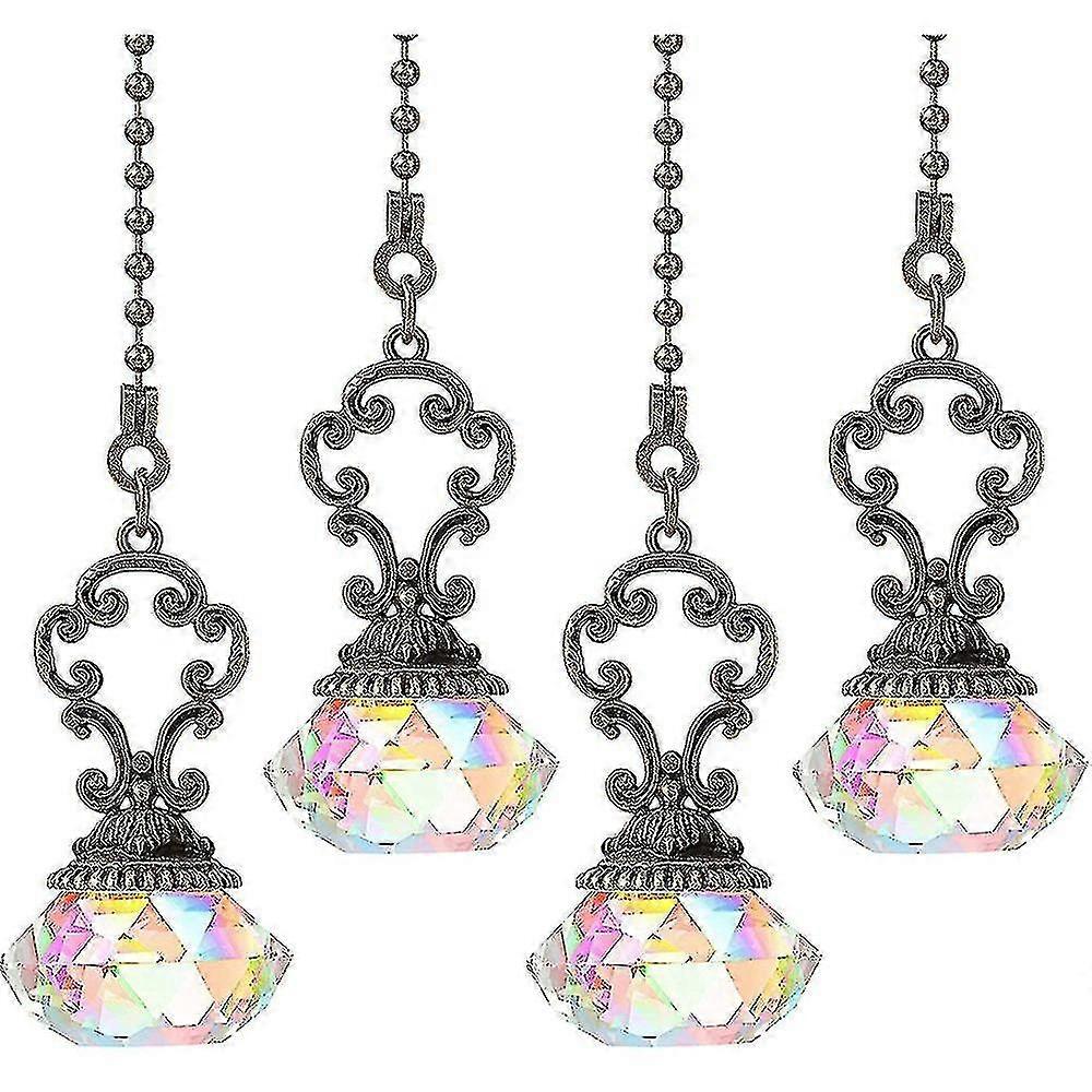 4 Pieces Artificial Crystal Ceiling Fan Pull Chains Pull Chain Extension With Connector For Light C Hy