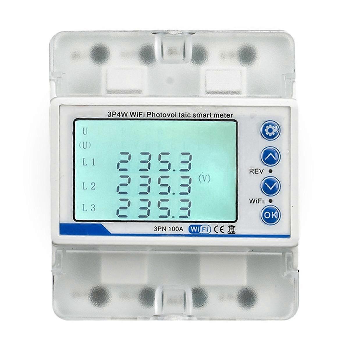 3 Phase 380V 100A Tuya WiFi Smart Bi-Directional KWh Meter over Under Voltage Protector Relay Switch Current Limit