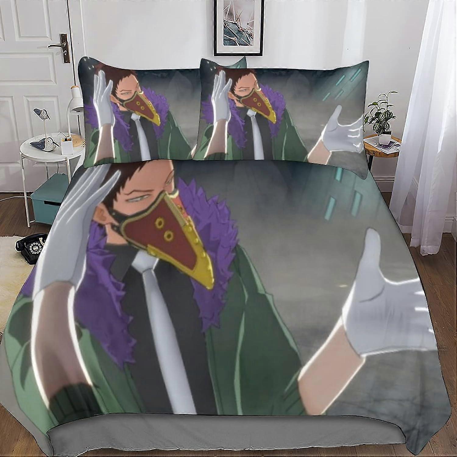 My Hero Academy D Housse de couette My Hero Academia Ensemble de literie avec fermeture éclair Ensembles de pièces avec taies d’oreiller en microfibre Housse de couette 135*200 CM