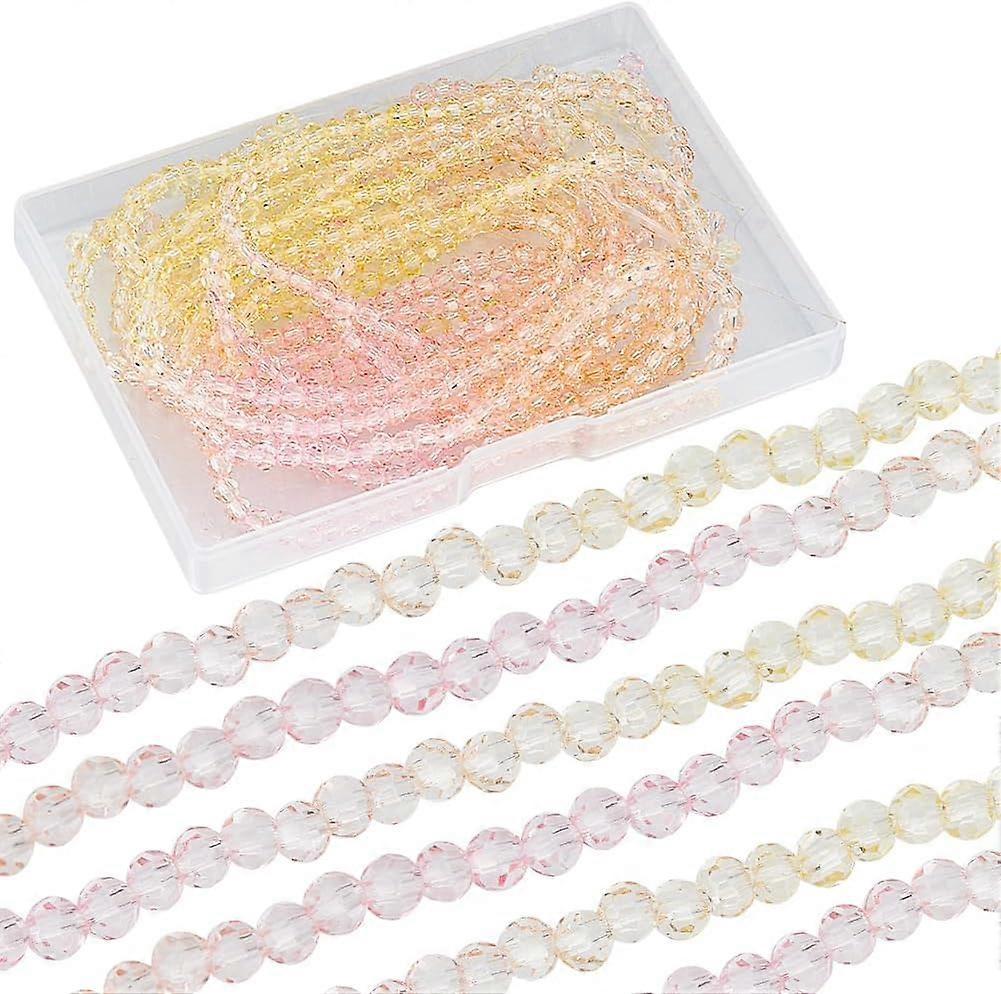 1 Box 900-950Pcs Pink Faceted Glass Beads Gradient Crystal Beads Transparent Clear Segmented Gemstone Strands Tiny Spacer Bead for Jewelry Making DIY