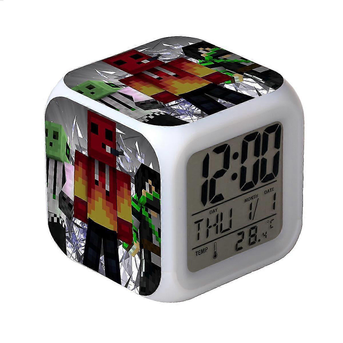 clock alarm colorful square night world color changing light