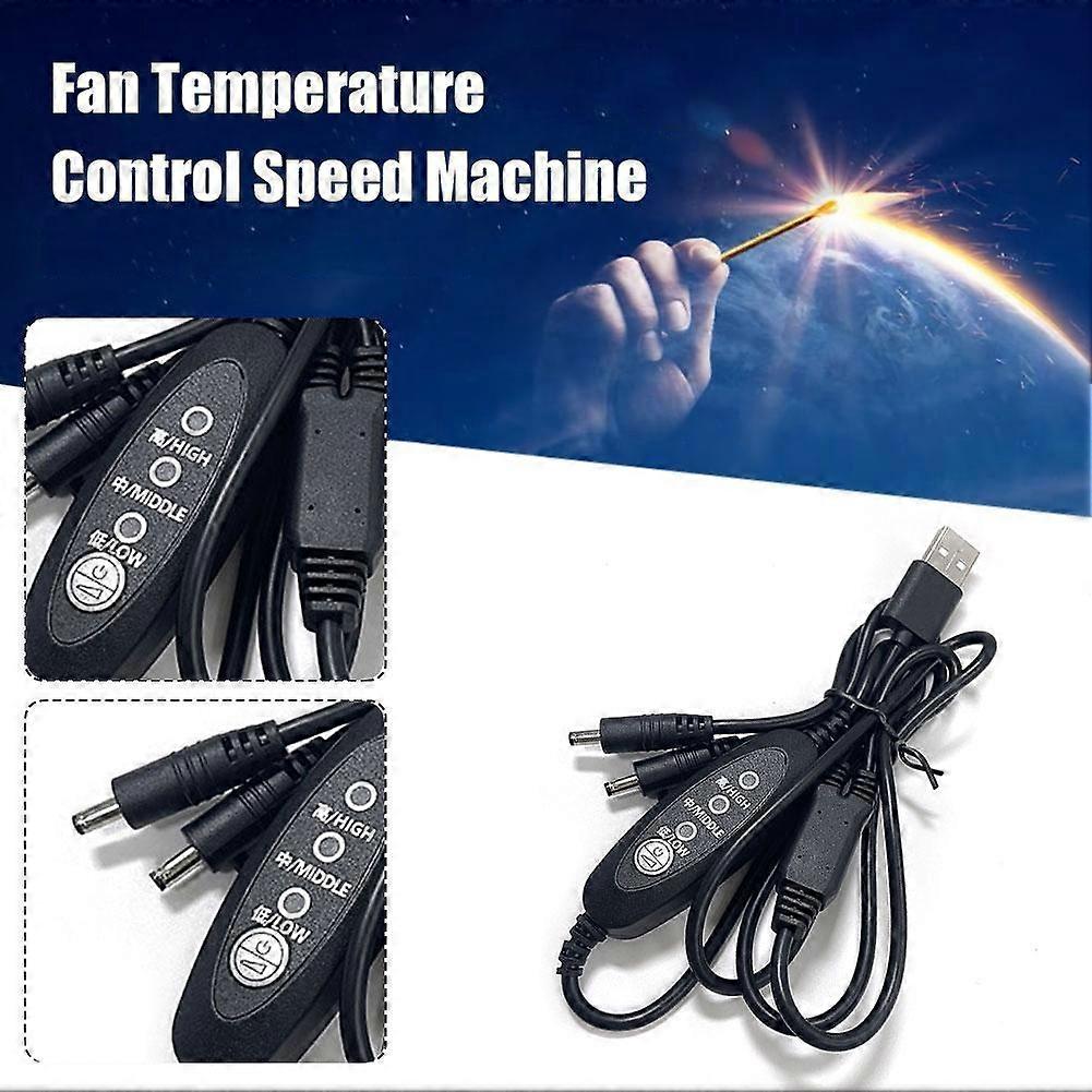 Fan Control Cable Work Clothes Fan USB Cable, 3 Stage Wind Power Adjustment, 5V
