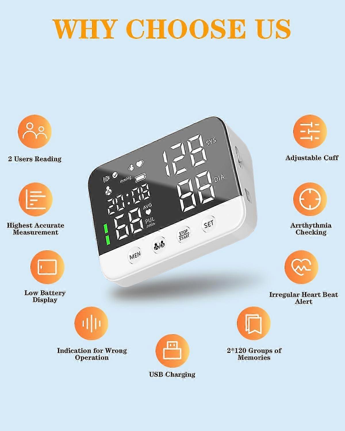 Blood Pressure Monitors For Home Use, Auto Extra Large Upper Arm Blood Pressure Cuff, Accurate Blood Pressure Machine With Large Va Display, Bluetooth