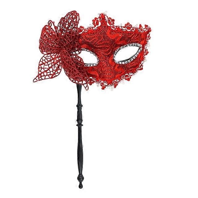 Masquerade Mask with Holding Stick Halloween Party Mask Shiny Sequins Queen Mask