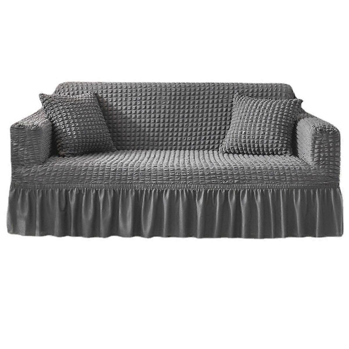 Sofa Cover Sofa Seersucker Textured Sofa Protector with Pleated Skirt for L-Shape U-Shape & Sectional Sofa,1 Seater