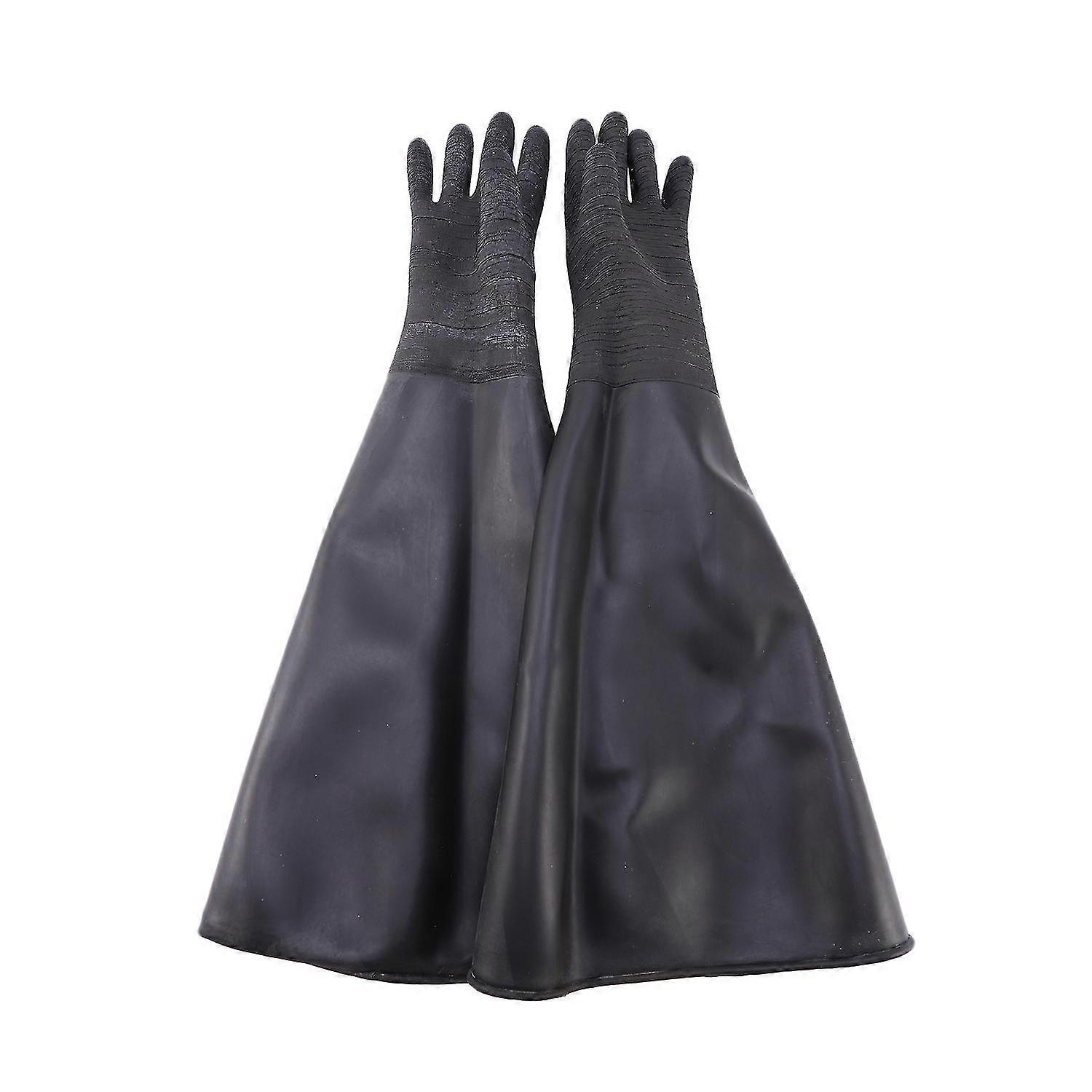 Gants de sableuse noir en caoutchouc Rayure Gants de sablage abrasifs pour armoire de sablage 65x30cm