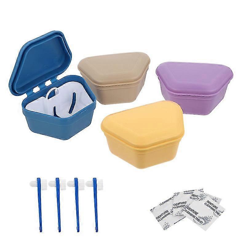 4 Sets Practical Orthodontic Retainer Case Mouth Guard Box Denture Storage Box