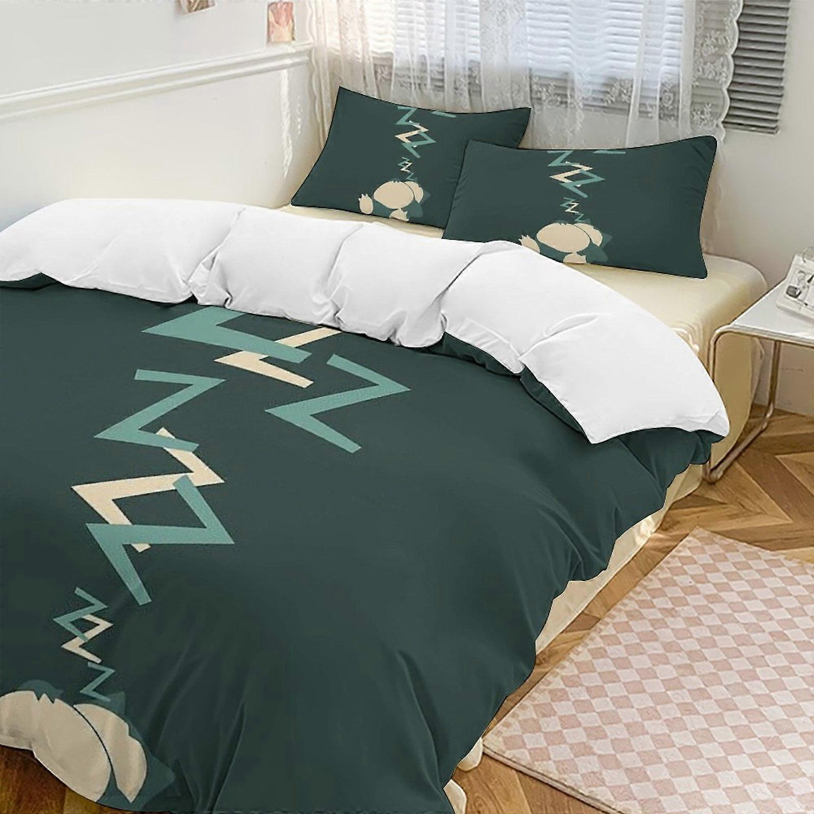 x574 Snorlax السرير لحاف غطاء مضحك أنيمي الكرتون الفراش مجموعات خفيفة الوزن 3 قطعة اللحاف مجموعات، 1 غطاء لحاف و 2 وسادة hb574