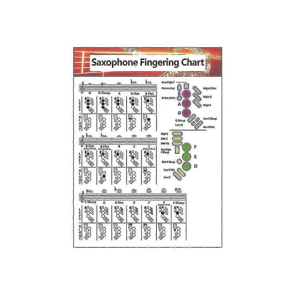 Saxophone Fingering Chord Chart Musical Beginner Instrument Practice Accessories -gt Walkbee