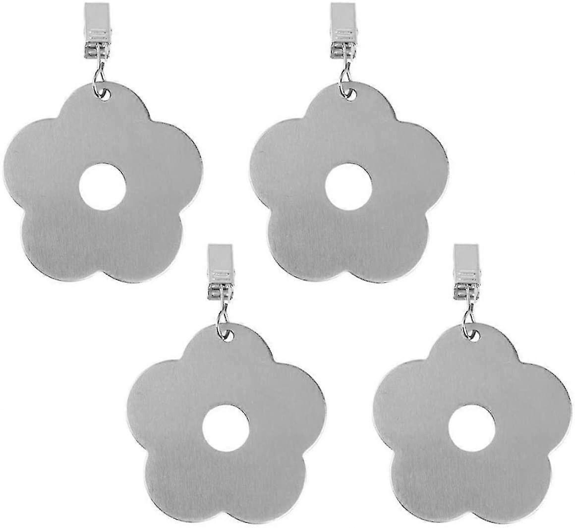 4pcs Acier inoxydable En forme de fleur En forme de nappe Nappe Poids pour table de buffet, fleur