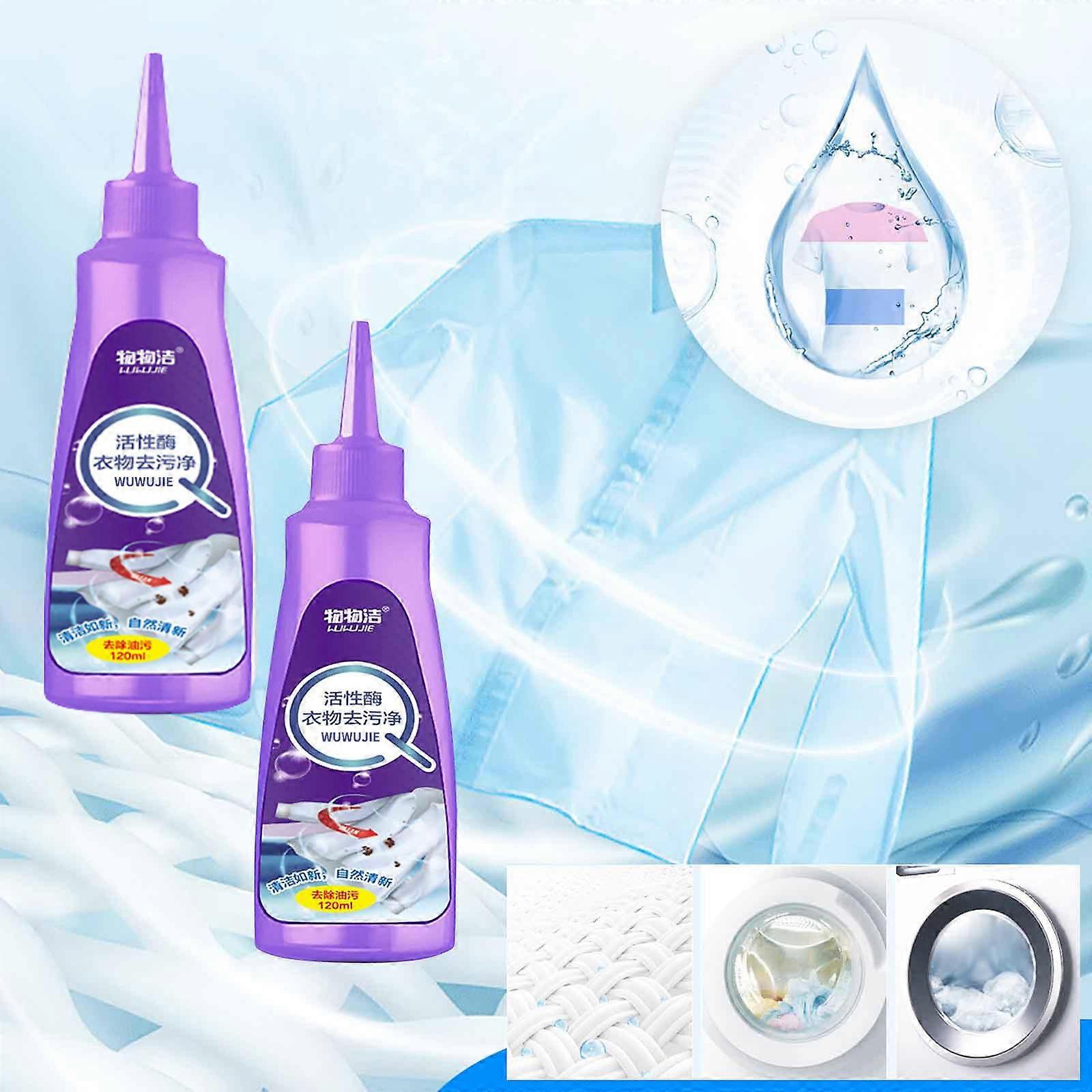2er-Pack Aktive Enzymkleidung Dekontamination Saubere, waschfreie Fleckenentfernungsflüssigkeit 120 ml zu Ölflecken zu Gelber Sofort-Fleckenentferner 120 ml