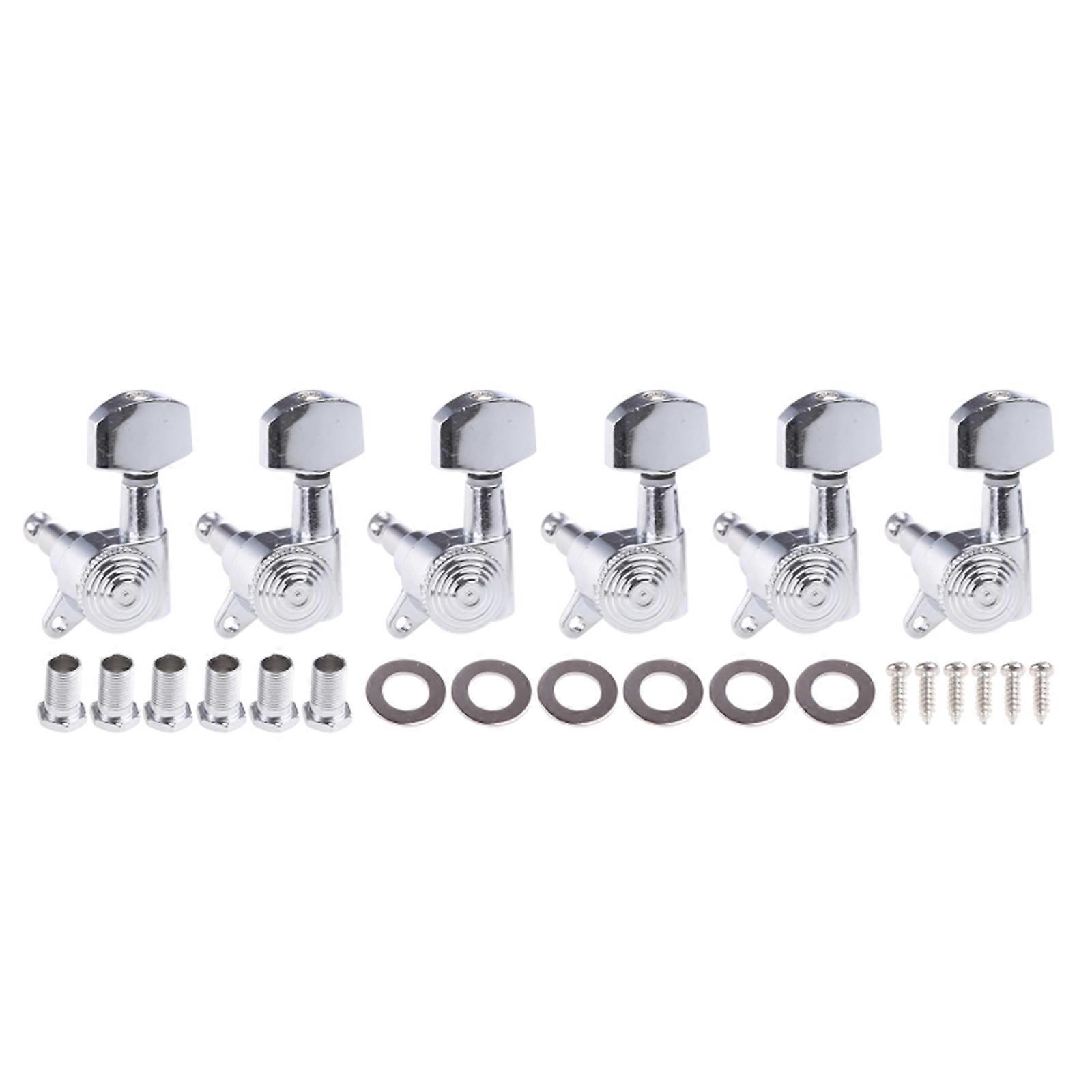 6x Threaded Bushings Set with Screws Right Left Inline Locking Tuning Keys Pegs