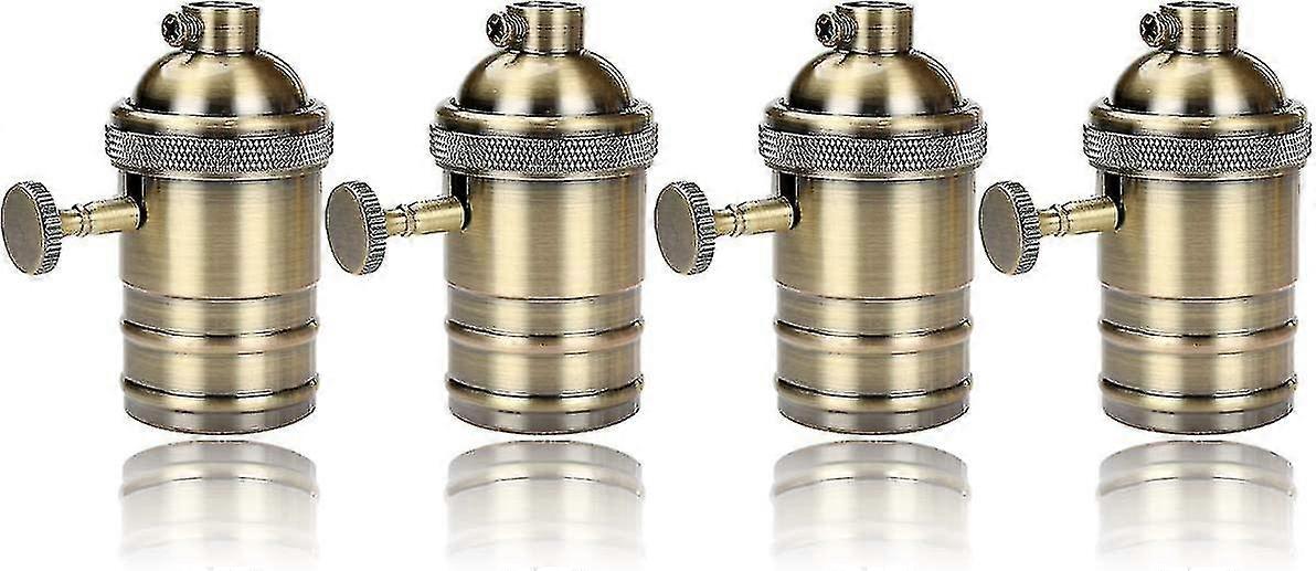 4pcs Edison Vintage Socket E27 Lamp Adapter With Switch Retro Vintage Cordless Chandelier Antique Brass