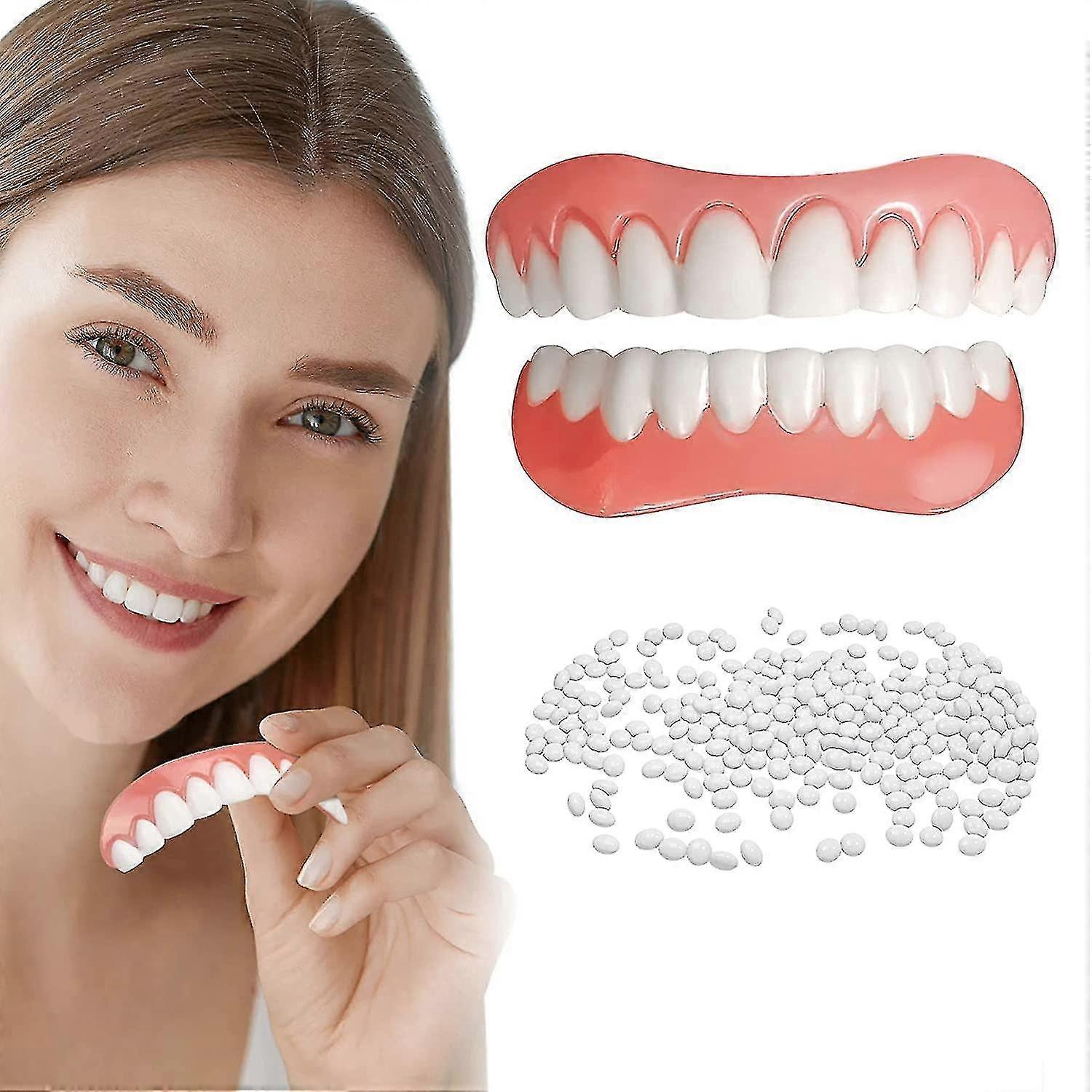 Fake Teeth, 2 Pack Cosmetic Teeth, Fix Confident Smile