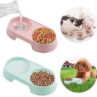 2stk dobbelt kat skåle plastik hvalp katte skål multifunktionel kat hundefoderskåle killinger foderskål hund vand drikker foderautomat pp slik ensfarvet til