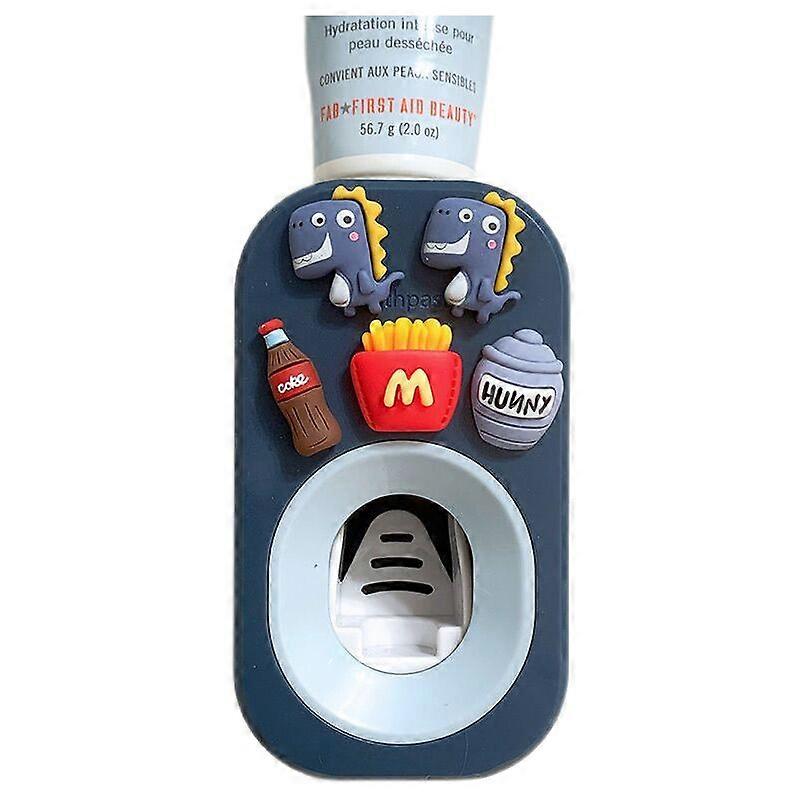 Automatic toothpaste squeezer, cartoon automatic toothpaste holder, bathroom cabinet (greedy little dinosaur)