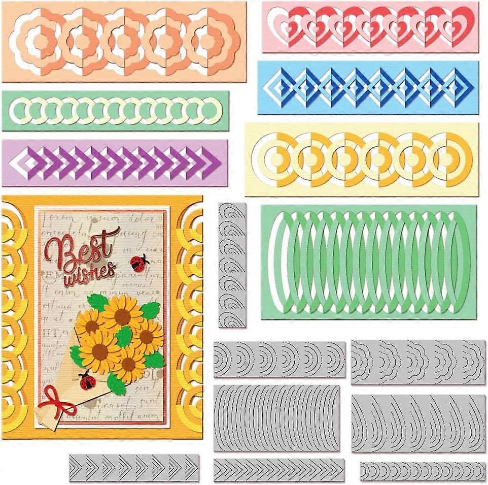 3D Folded Lace Cutting Dies for Card Making Geometric Lace Metal Die Cuts Rectangle Square Cutting Dies Templates for Scrapbooking Journal Embossing P