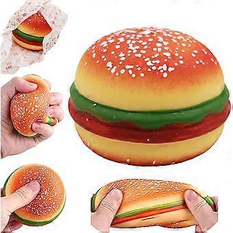 Dekomprimere og stressstrekke hamburgerleketøy, sakte stigende squishy klemmeleker, supermyke stressavlastningsleker hamburgerfestfavoritter for barn nyhet