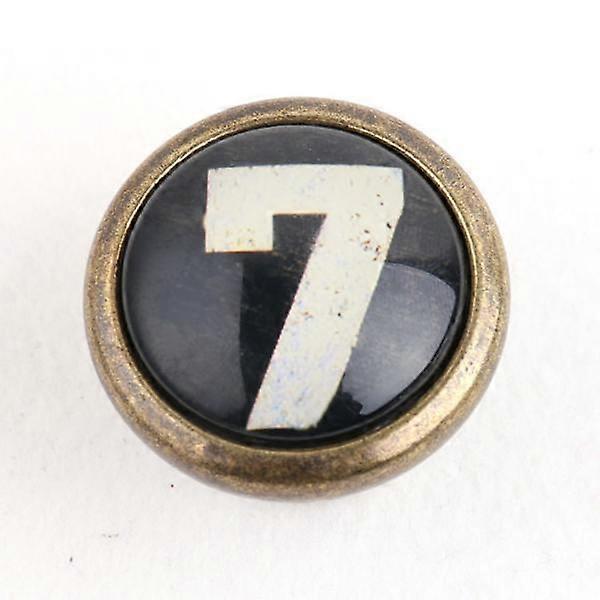 7xAntique Brass Cabinet Drawer Round Pulls Cupboard Bin Knob Handle  Number 7