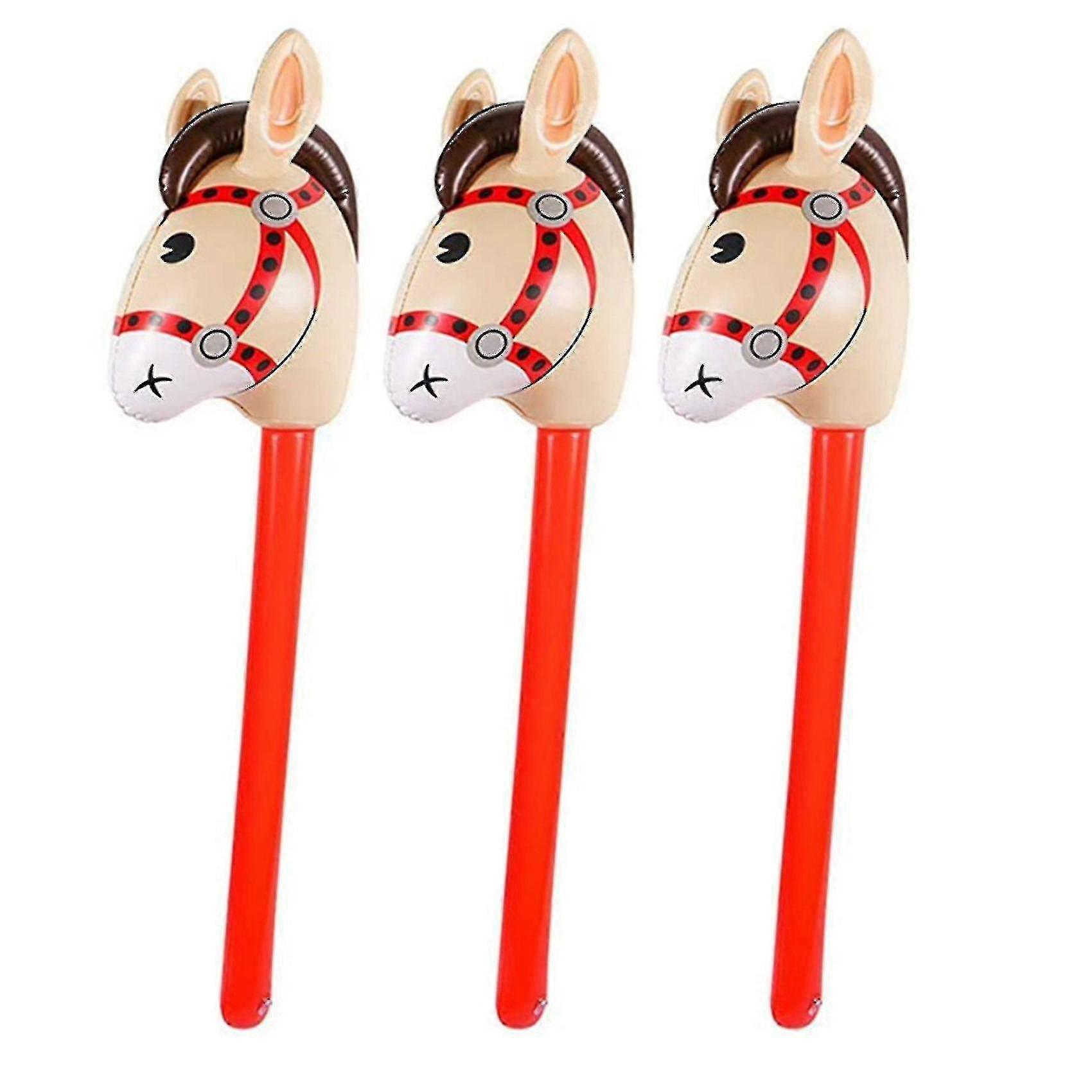 3パックインフレータブルホースヘッドカウガールスティックPVCバルーンアウトドアトイレッド