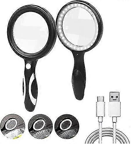 Illuminated Magnifier With 33 Leds, 30x Reading Magnifiers, Illuminated Reading Light, 3 Dimming Modes, Led Magnifying Glass With High Clarity For Sen