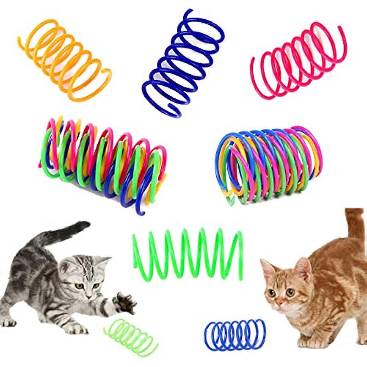 12 Pcs Cat Colorful Springs Toys, Petnice Cat Creative Toys for Kittens, BPA Free Durable Heavy Plastic Interactive Toys to Kill Time and Keep Fit for