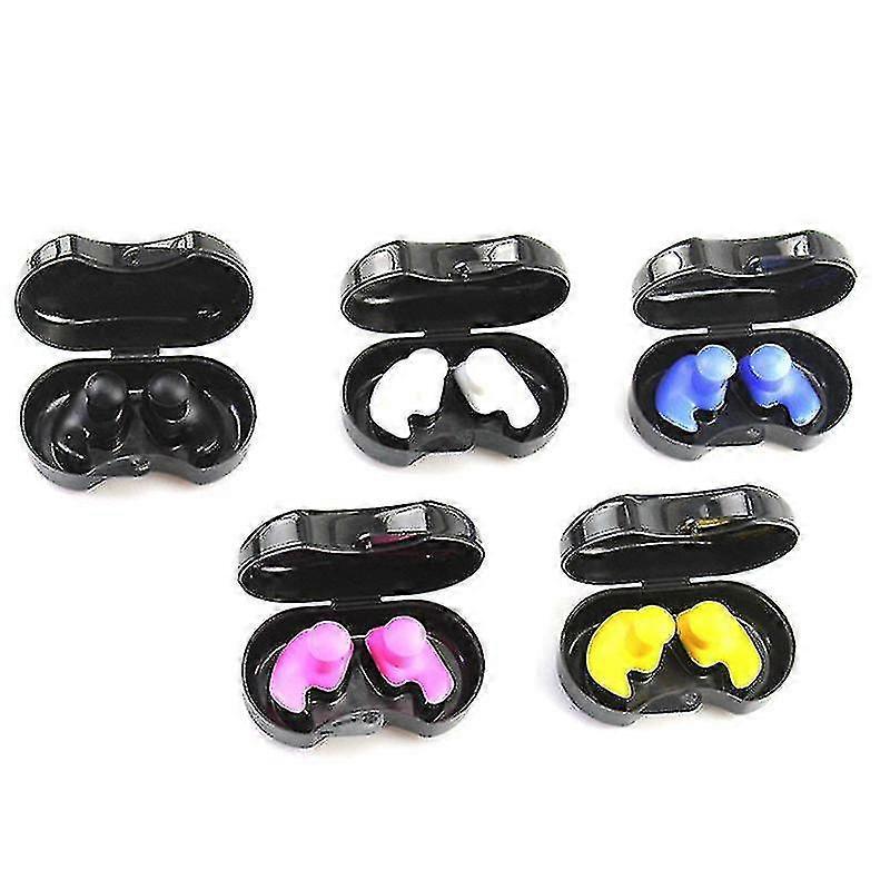 Swimming Ear Plugs,5-pairs Packwaterproof Reusable Silicone Swimming Earplugs