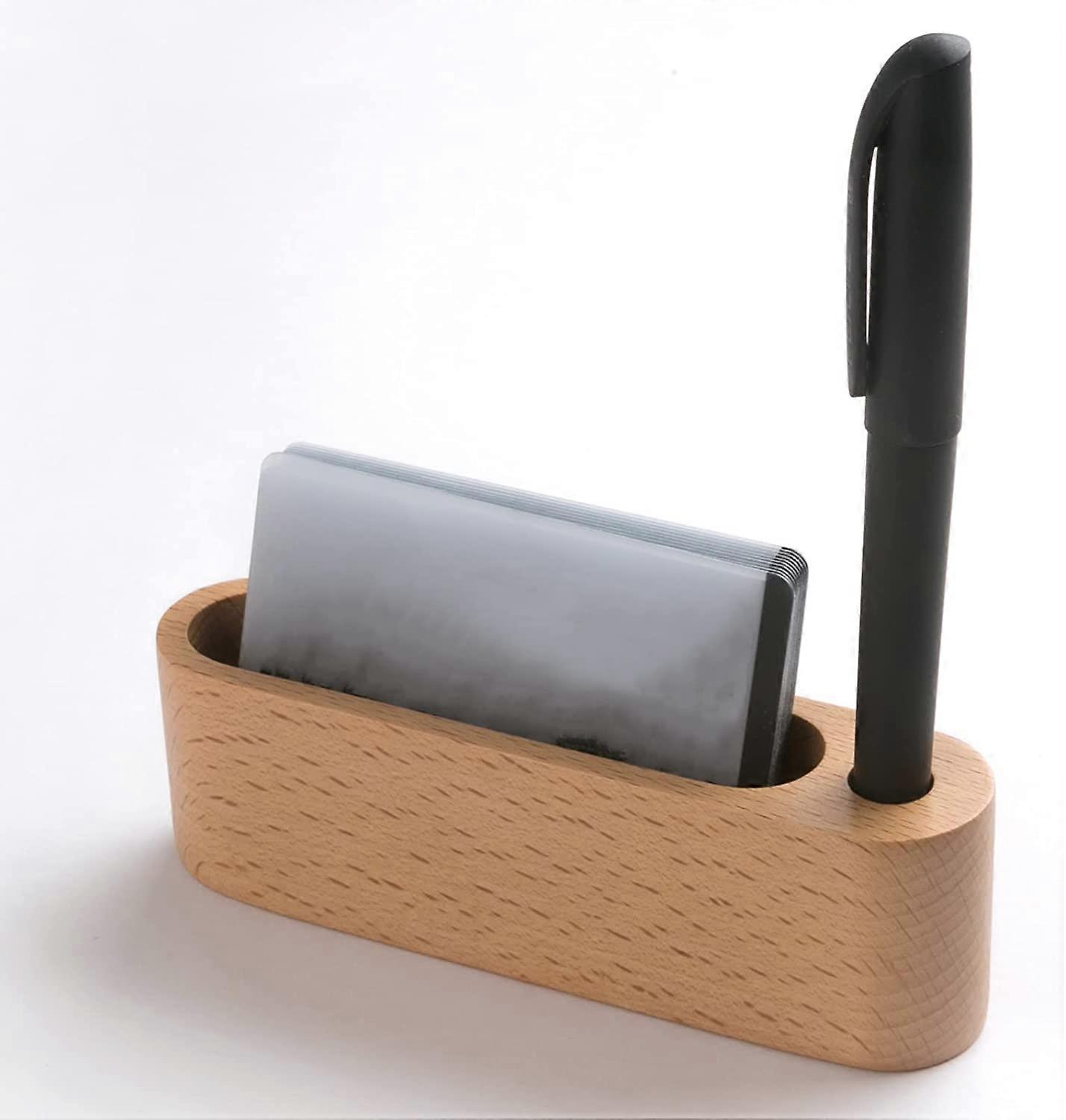 Wooden Business Card Holder Business Card Holder Business Card Case Desktop Name Card Holder Display Stand Card Storage Case Stylish Pen for Counterto