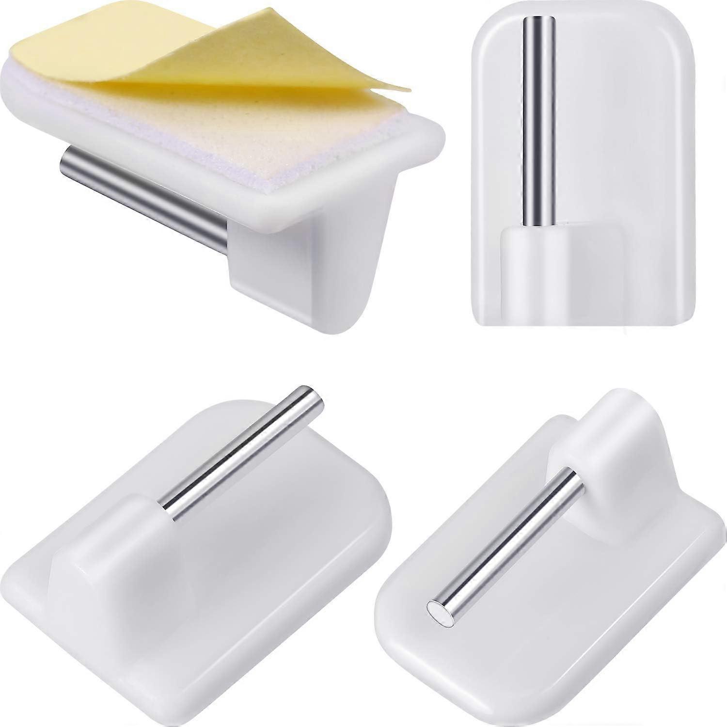 50 Packs Self-Adhesive Hooks Window Hooks Adhesive for Net Curtain Rods, WhiteRound Corners