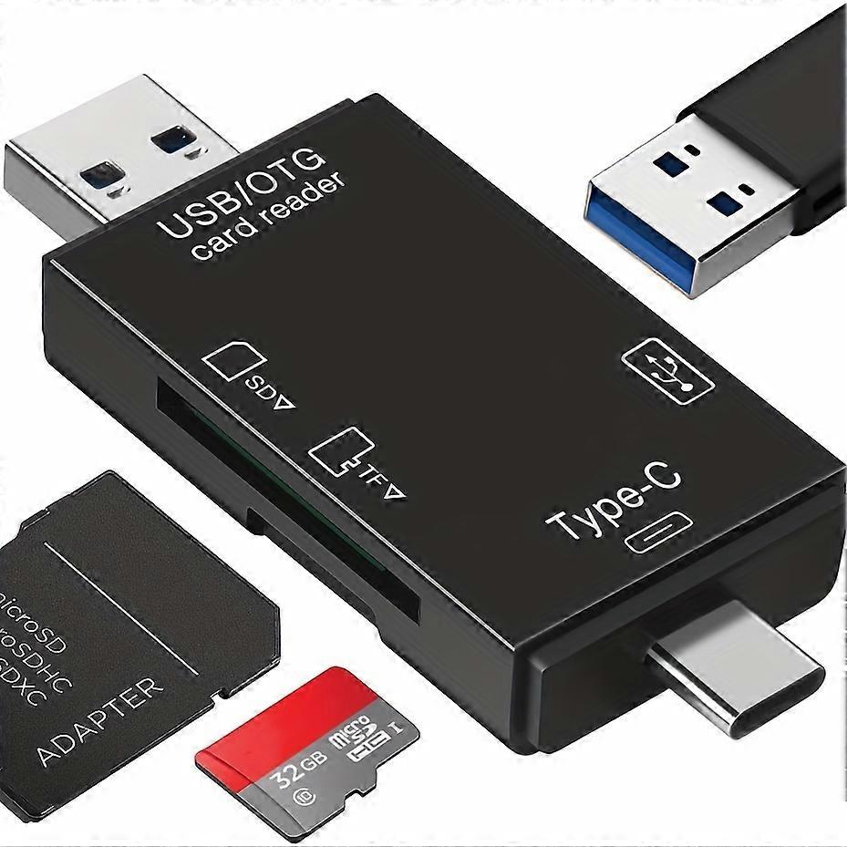 USB C/Micro/USB SD Memory Card Reader, Borlter Clamp SD/TF Card Reader MicroUSB OTG Adapter/reader Compatible With PC, Laptop, MacBook, Computer Table